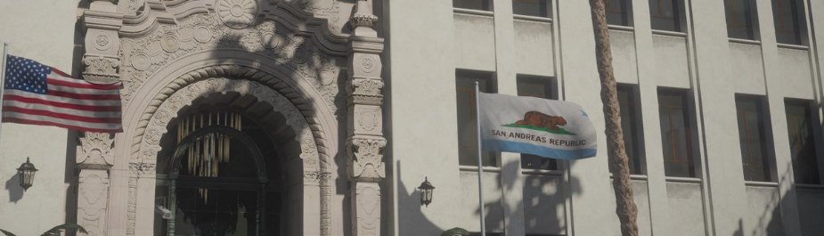 San Andreas government building with state flags